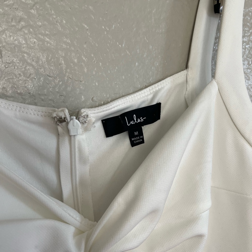 NWOT Adore the Feeling White Sheer Lace Bustier Twist-Front Jumpsuit - Picture 7 of 8